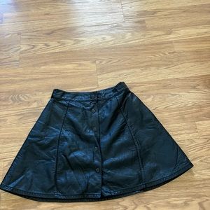 Nasty Gal Black Faux Leather Mini  Skirt Button Down Size Small EUC